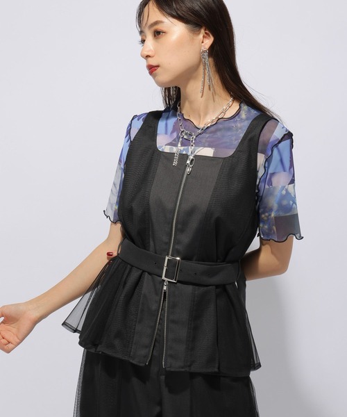 HARE（ハレ）の「2WAYチュールドッキングビスチェ(HARE)（ベスト・レディース・グレー/グリーン・FREE）」の15枚目の写真