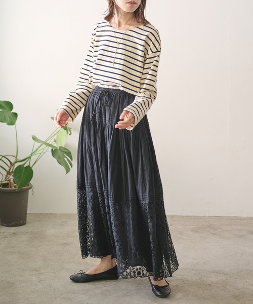 レース切替タックギャザースカート（スカート）｜Crisp（クリスプ）