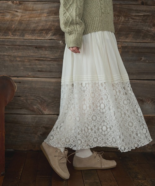 レース切替タックギャザースカート（スカート）｜Crisp（クリスプ）