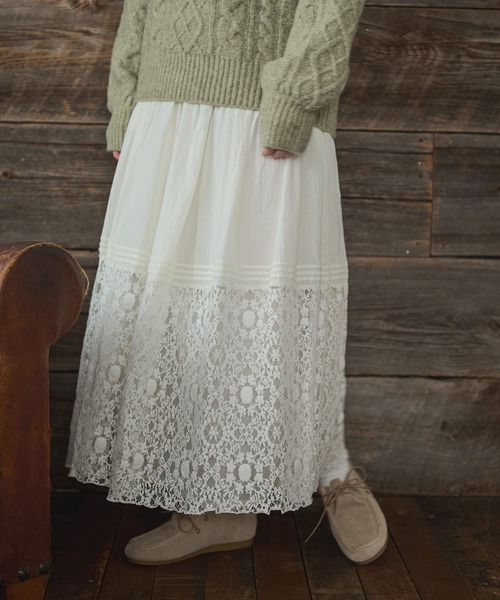 レース切替タックギャザースカート（スカート）｜Crisp（クリスプ）