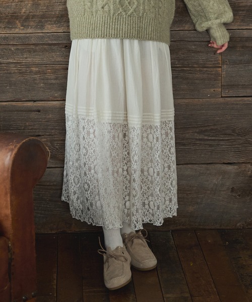 レース切替タックギャザースカート（スカート）｜Crisp（クリスプ）