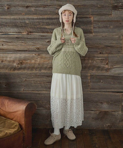 レース切替タックギャザースカート（スカート）｜Crisp（クリスプ）