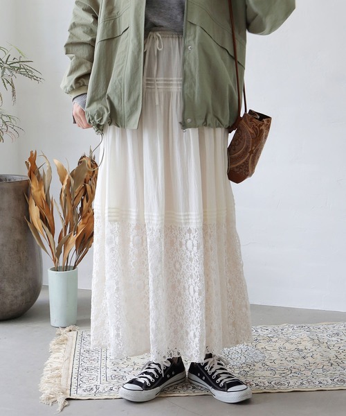 レース切替タックギャザースカート（スカート）｜Crisp（クリスプ）