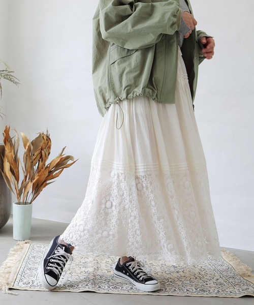 レース切替タックギャザースカート（スカート）｜Crisp（クリスプ）