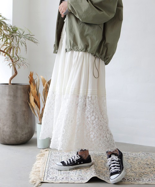 レース切替タックギャザースカート（スカート）｜Crisp（クリスプ）