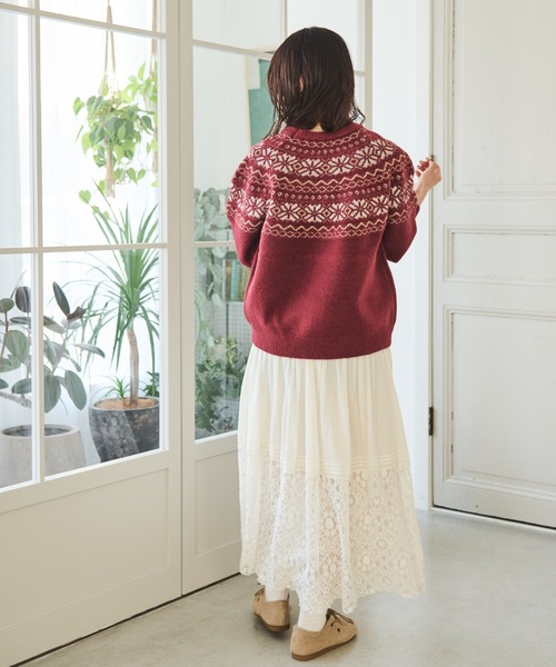 Crisp（クリスプ）の「レース切替タックギャザースカート（スカート・レディース・ブラック/アイボリー・FREE）」の4枚目の写真