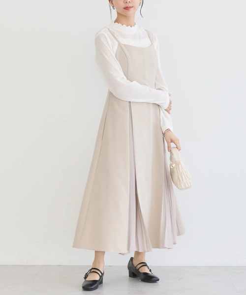 earth music&ecology(アースミュージックアンドエコロジー)の「プリーツジャンドレ(ワンピース・レディース・ブラック/ブルー/ベージュ・M/S)」の2枚目の写真