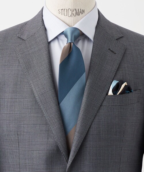 green label relaxing（グリーンレーベルリラクシング）の「GLR シルク③ 8.0cm ストライプ1 ネクタイ（ネクタイ・メンズ・ダークブラウン/ネイビー/ライトブルー・FREE）」の3枚目の写真