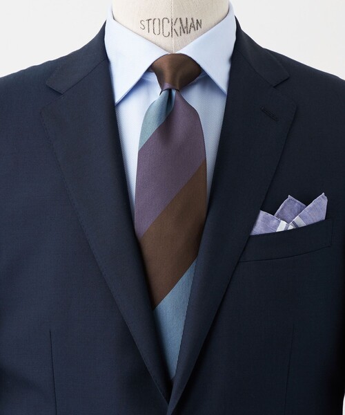 green label relaxing（グリーンレーベルリラクシング）の「GLR シルク③ 8.0cm ストライプ1 ネクタイ（ネクタイ・メンズ・ダークブラウン/ネイビー/ライトブルー・FREE）」の2枚目の写真