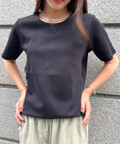 SETUP7（セットアップセブン）の「【SETUP7】スムース半袖Tシャツ /42835962/42835963 MNY（Tシャツ/カットソー・レディース・ホワイト/ネイビー/ブラック/ブラック系その他2・M/L）」の3枚目の写真