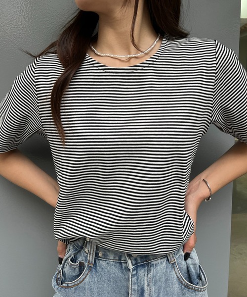 SETUP7（セットアップセブン）の「【SETUP7】スムース半袖Tシャツ /42835962/42835963 MNY（Tシャツ/カットソー・レディース・ホワイト/ネイビー/ブラック/ブラック系その他2・M/L）」の12枚目の写真