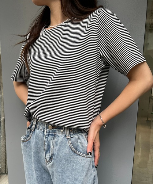 SETUP7（セットアップセブン）の「【SETUP7】スムース半袖Tシャツ /42835962/42835963 MNY（Tシャツ/カットソー・レディース・ホワイト/ネイビー/ブラック/ブラック系その他2・M/L）」の13枚目の写真