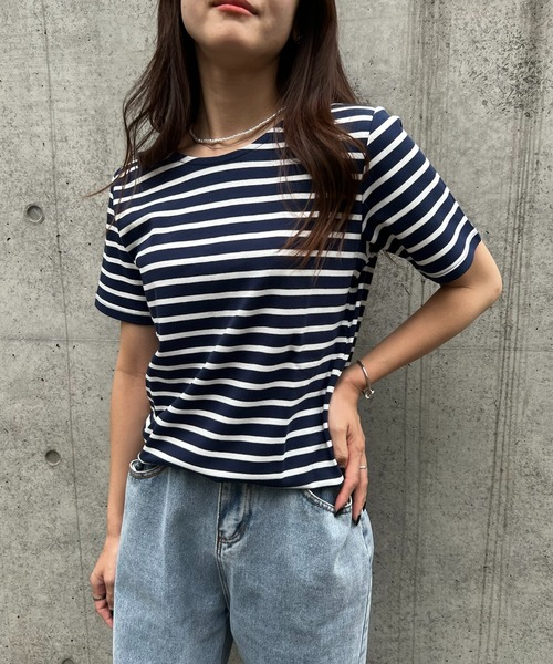 SETUP7（セットアップセブン）の「【SETUP7】スムース半袖Tシャツ /42835962/42835963 MNY（Tシャツ/カットソー・レディース・ホワイト/ネイビー/ブラック/ブラック系その他2・M/L）」の14枚目の写真