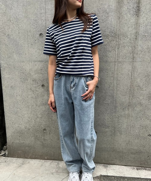 SETUP7（セットアップセブン）の「【SETUP7】スムース半袖Tシャツ /42835962/42835963 MNY（Tシャツ/カットソー・レディース・ホワイト/ネイビー/ブラック/ブラック系その他2・M/L）」の15枚目の写真