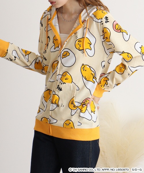 sanrio(サンリオ)の「ぐでたま総柄プリントZIPパーカー(パーカー・メンズ・オレンジ・M/L/LL)」の14枚目の写真