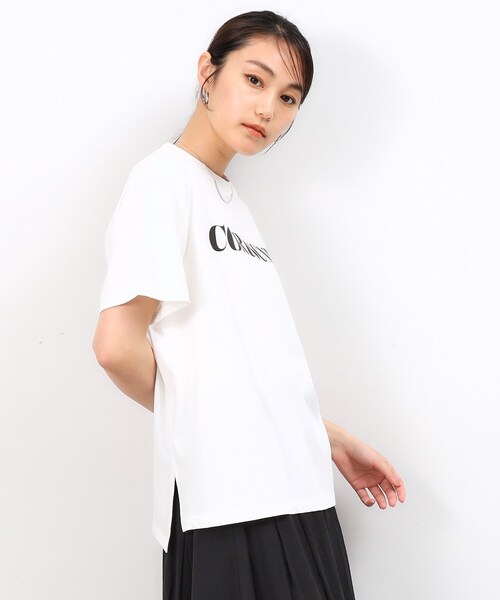 セール】サイドスリットロゴTシャツ【洗濯機洗い可】（Tシャツ