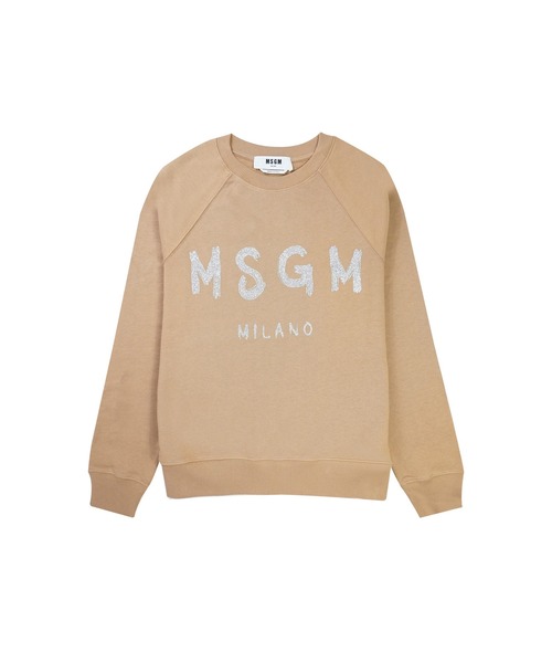 MSGM(エムエスジーエム)の「【NEW】MSGM ブラッシュロゴ スウェットシャツ<GLITTER SILVER PRINT>(スウェット・レディース・ベージュ/ブラック×シルバー・S/M/L/XS)」の2枚目の写真