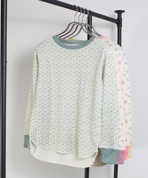 JEMORGAN(ジェーイーモーガン)の「【JEMORGAN / ジェーイーモーガン】花柄ワッフル クレリッククルーネックロンT(PACK入り)(Tシャツ/カットソー・レディース・ピンク系1/パープル系1/ブルー系2/ブルー系1・F)」の5枚目の写真