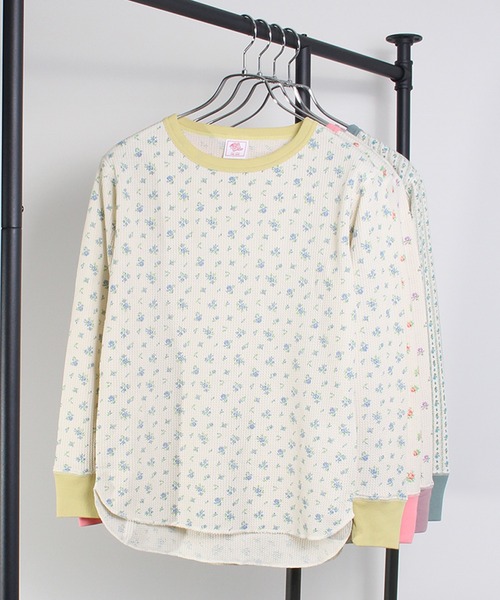 JEMORGAN(ジェーイーモーガン)の「【JEMORGAN / ジェーイーモーガン】花柄ワッフル クレリッククルーネックロンT(PACK入り)(Tシャツ/カットソー・レディース・ピンク系1/パープル系1/ブルー系2/ブルー系1・F)」の6枚目の写真