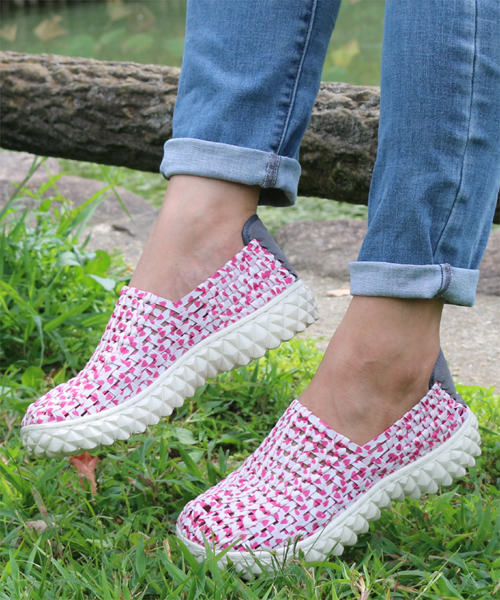 Rock Spring（ロックスプリング）の「ROCK SPRING "FULL BREATH" ウーブンシューズ (RS-101)（スリッポン・レディース・ホワイト/ブラック/イエロー系その他/グリーン系その他/ブルー/ブラック×ホワイト/ネイビー/シルバー/ゴールド/ホワイト×ブラック/ストライプ/ホワイト×ブルー/ホワイト×レッド/ブラック×グレー/ベージュ/ホワイト×ピンク/ライトブルー/オレンジ系その他/シャンパン/ブラック×シルバー・36/42/44/39/37/38/41/40/35/43）」の6枚目の写真