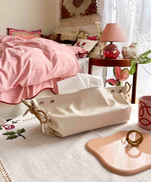 Casselini(キャセリーニ)の「Casselini HOME(キャセリーニ ホーム)PUティッシュカバー(収納グッズ・レディース・ライム/アイボリー・FREE)」の2枚目の写真