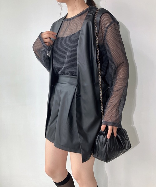 AS KNOW AS plus(アズノゥアズプラス)の「◇シンプルショートフェイクレザーパンツ(その他パンツ・レディース・ブラック/ブラウン・FREE)」の6枚目の写真