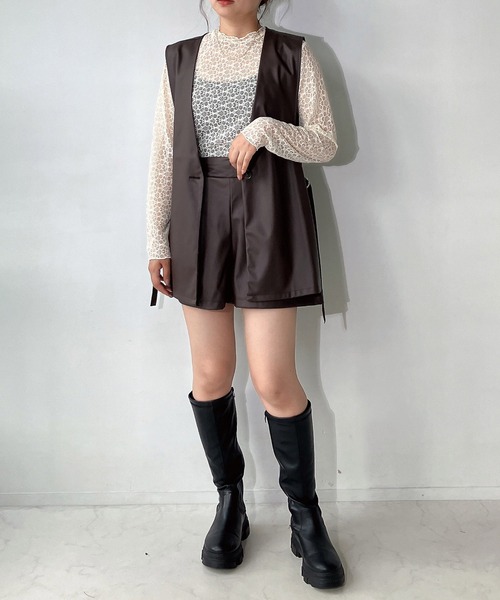 AS KNOW AS plus(アズノゥアズプラス)の「◇シンプルショートフェイクレザーパンツ(その他パンツ・レディース・ブラック/ブラウン・FREE)」の14枚目の写真