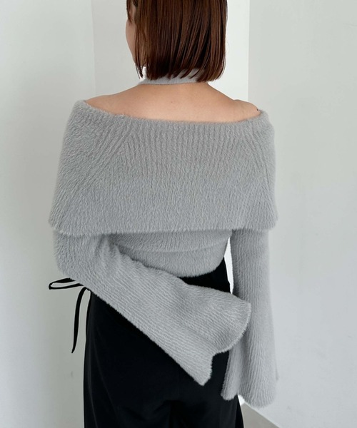 archives（アルシーヴ）の「チョーカーオフショルフェザーニット（ニット/セーター・レディース・グレー/ピンクベージュ/アイボリー/ブラウン・MEDIUM）」の10枚目の写真