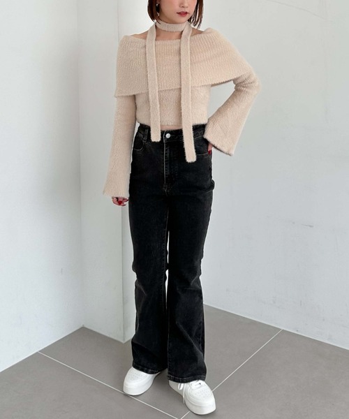 archives（アルシーヴ）の「チョーカーオフショルフェザーニット（ニット/セーター・レディース・グレー/ピンクベージュ/アイボリー/ブラウン・MEDIUM）」の20枚目の写真