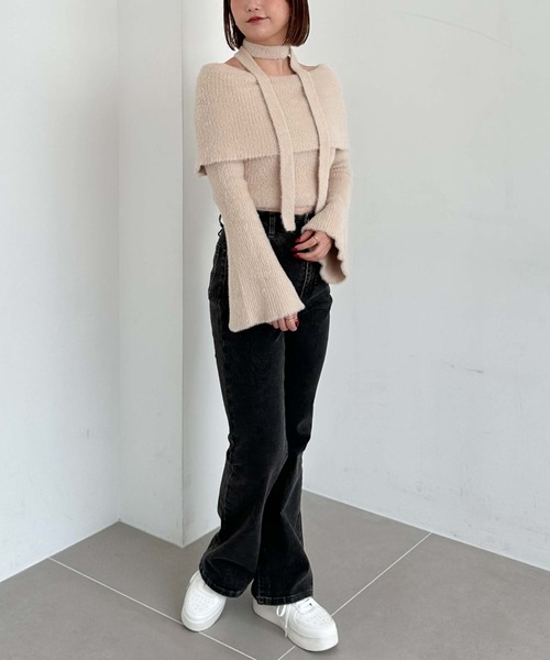 archives（アルシーヴ）の「チョーカーオフショルフェザーニット（ニット/セーター・レディース・グレー/ピンクベージュ/アイボリー/ブラウン・MEDIUM）」の21枚目の写真