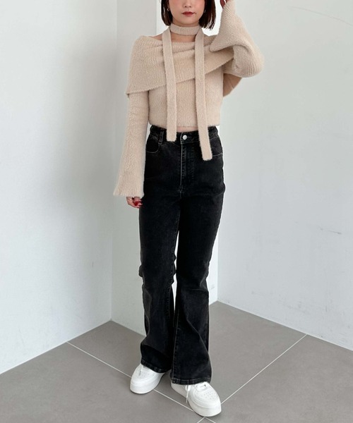 archives（アルシーヴ）の「チョーカーオフショルフェザーニット（ニット/セーター・レディース・グレー/ピンクベージュ/アイボリー/ブラウン・MEDIUM）」の19枚目の写真