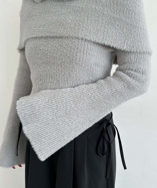 archives（アルシーヴ）の「チョーカーオフショルフェザーニット（ニット/セーター・レディース・グレー/ピンクベージュ/アイボリー/ブラウン・MEDIUM）」の14枚目の写真