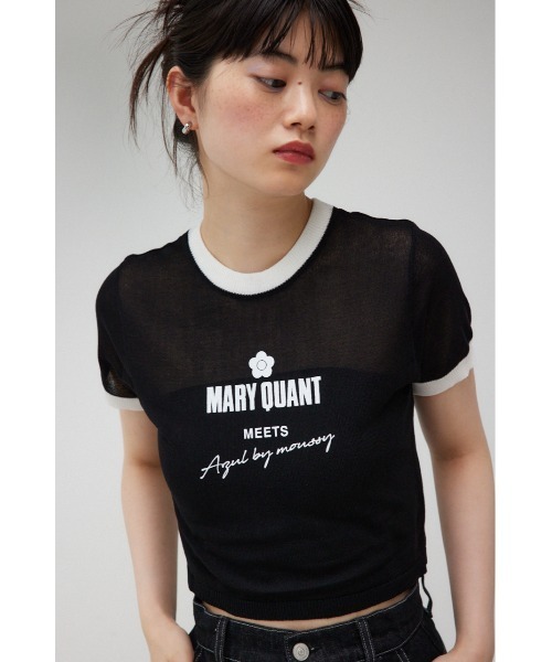 AZUL by moussy（アズールバイマウジー）の「MARY QUANT×AZUL　シアーロゴニット（Tシャツ/カットソー・レディース・アイボリー/ブラック・SMALL/MEDIUM）」の20枚目の写真