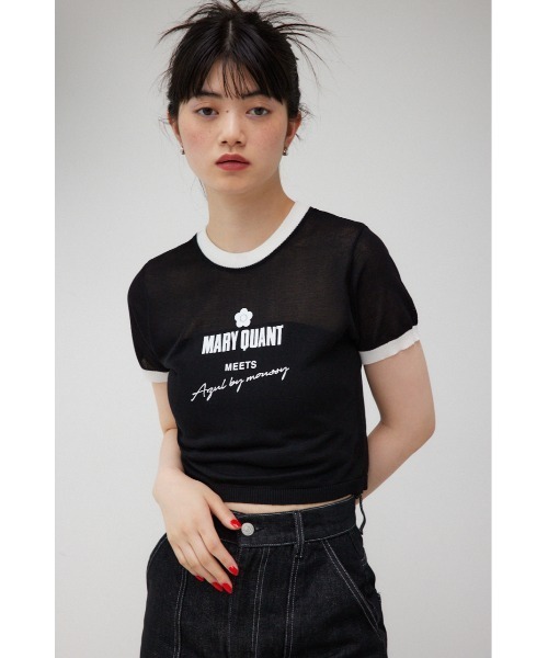 AZUL by moussy（アズールバイマウジー）の「MARY QUANT×AZUL　シアーロゴニット（Tシャツ/カットソー・レディース・アイボリー/ブラック・SMALL/MEDIUM）」の19枚目の写真