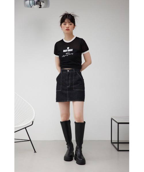 【新品】MARY QUANT×AZUL コラボ ロゴニットカーディガン グレー 新品】MARY QUANT×AZUL コラボ ロゴニットカーディガン グレー