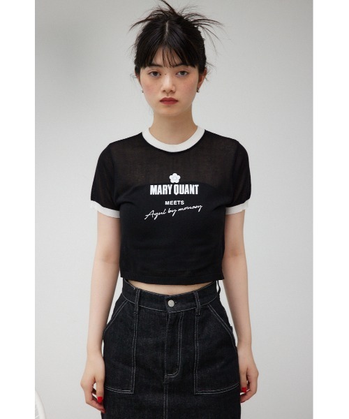 AZUL by moussy（アズールバイマウジー）の「MARY QUANT×AZUL　シアーロゴニット（Tシャツ/カットソー・レディース・アイボリー/ブラック・SMALL/MEDIUM）」の17枚目の写真