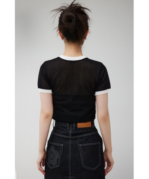 AZUL by moussy（アズールバイマウジー）の「MARY QUANT×AZUL　シアーロゴニット（Tシャツ/カットソー・レディース・アイボリー/ブラック・SMALL/MEDIUM）」の15枚目の写真