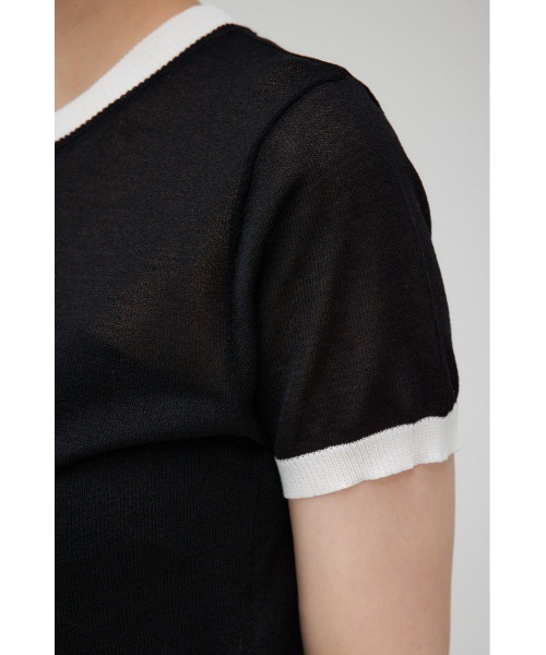 AZUL by moussy（アズールバイマウジー）の「MARY QUANT×AZUL　シアーロゴニット（Tシャツ/カットソー・レディース・アイボリー/ブラック・SMALL/MEDIUM）」の12枚目の写真