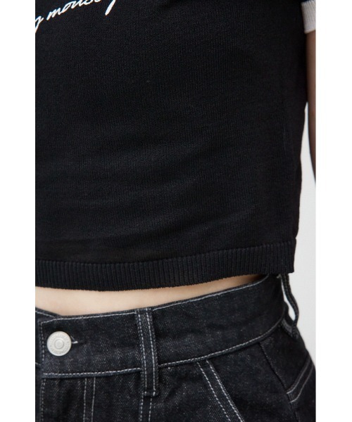 AZUL by moussy（アズールバイマウジー）の「MARY QUANT×AZUL　シアーロゴニット（Tシャツ/カットソー・レディース・アイボリー/ブラック・SMALL/MEDIUM）」の10枚目の写真