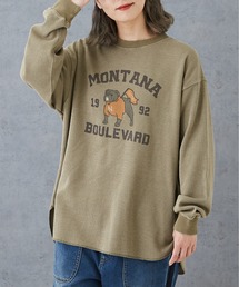 CUBE SUGAR（キューブシュガー）の「CVCワッフルわんちゃんプリントプルオーバー（Tシャツ/カットソー）」