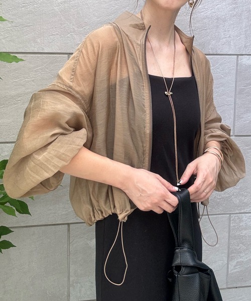 y/m by misato（イムバイミサト）の「シアーＷジップブルゾン（ブルゾン・レディース・アイボリー/ブラック/カーキ・FREE）」の3枚目の写真