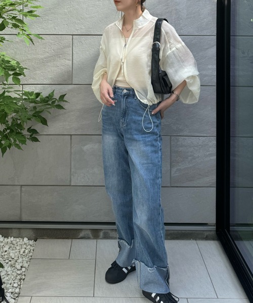 y/m by misato（イムバイミサト）の「シアーＷジップブルゾン（ブルゾン・レディース・アイボリー/ブラック/カーキ・FREE）」の10枚目の写真