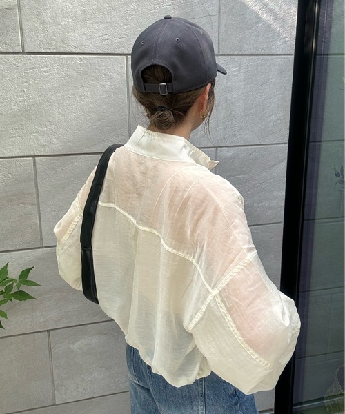 y/m by misato（イムバイミサト）の「シアーＷジップブルゾン（ブルゾン・レディース・アイボリー/ブラック/カーキ・FREE）」の7枚目の写真