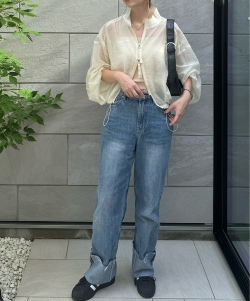 y/m by misato（イムバイミサト）の「シアーＷジップブルゾン（ブルゾン・レディース・アイボリー/ブラック/カーキ・FREE）」の12枚目の写真