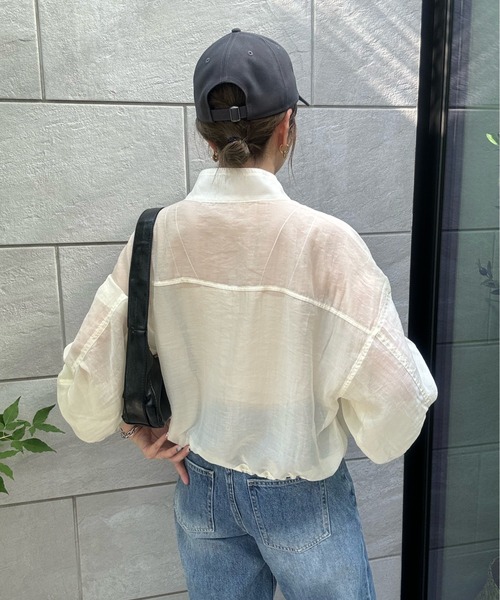 y/m by misato（イムバイミサト）の「シアーＷジップブルゾン（ブルゾン・レディース・アイボリー/ブラック/カーキ・FREE）」の8枚目の写真