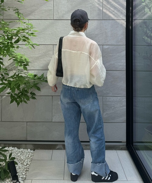 y/m by misato（イムバイミサト）の「シアーＷジップブルゾン（ブルゾン・レディース・アイボリー/ブラック/カーキ・FREE）」の9枚目の写真