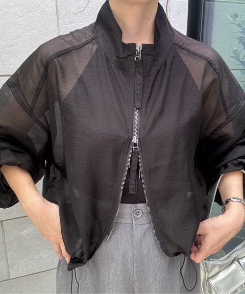 y/m by misato（イムバイミサト）の「シアーＷジップブルゾン（ブルゾン・レディース・アイボリー/ブラック/カーキ・FREE）」の14枚目の写真