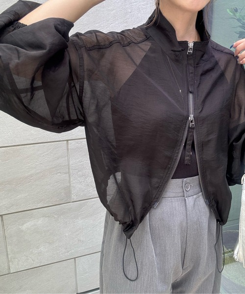 y/m by misato（イムバイミサト）の「シアーＷジップブルゾン（ブルゾン・レディース・アイボリー/ブラック/カーキ・FREE）」の15枚目の写真