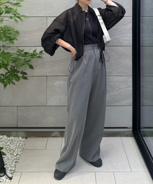 y/m by misato（イムバイミサト）の「シアーＷジップブルゾン（ブルゾン・レディース・アイボリー/ブラック/カーキ・FREE）」の19枚目の写真