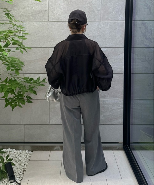 y/m by misato（イムバイミサト）の「シアーＷジップブルゾン（ブルゾン・レディース・アイボリー/ブラック/カーキ・FREE）」の18枚目の写真